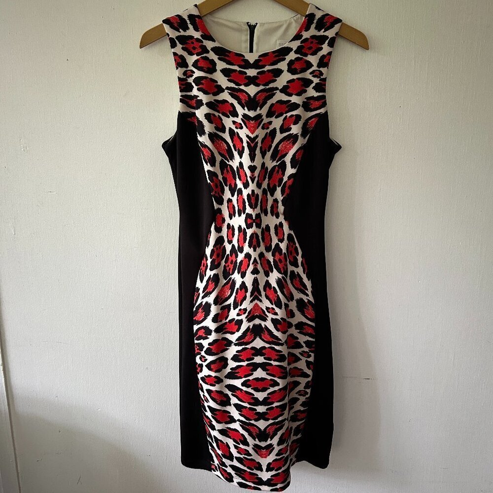Bisou Bisou Fitted Animal Print Dress Womens 4 Rear Zip Maximalist Statement